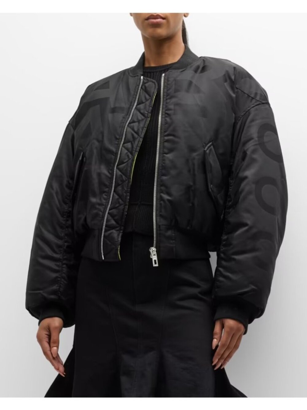 Marc Jacobs Monogram Jacqaurd Crop Bomber jacket sz S color black NWT mspr $895